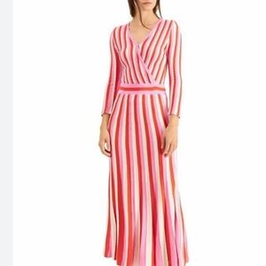 Foxiedox Echo Pink and White Striped MIDI Sweater Dress